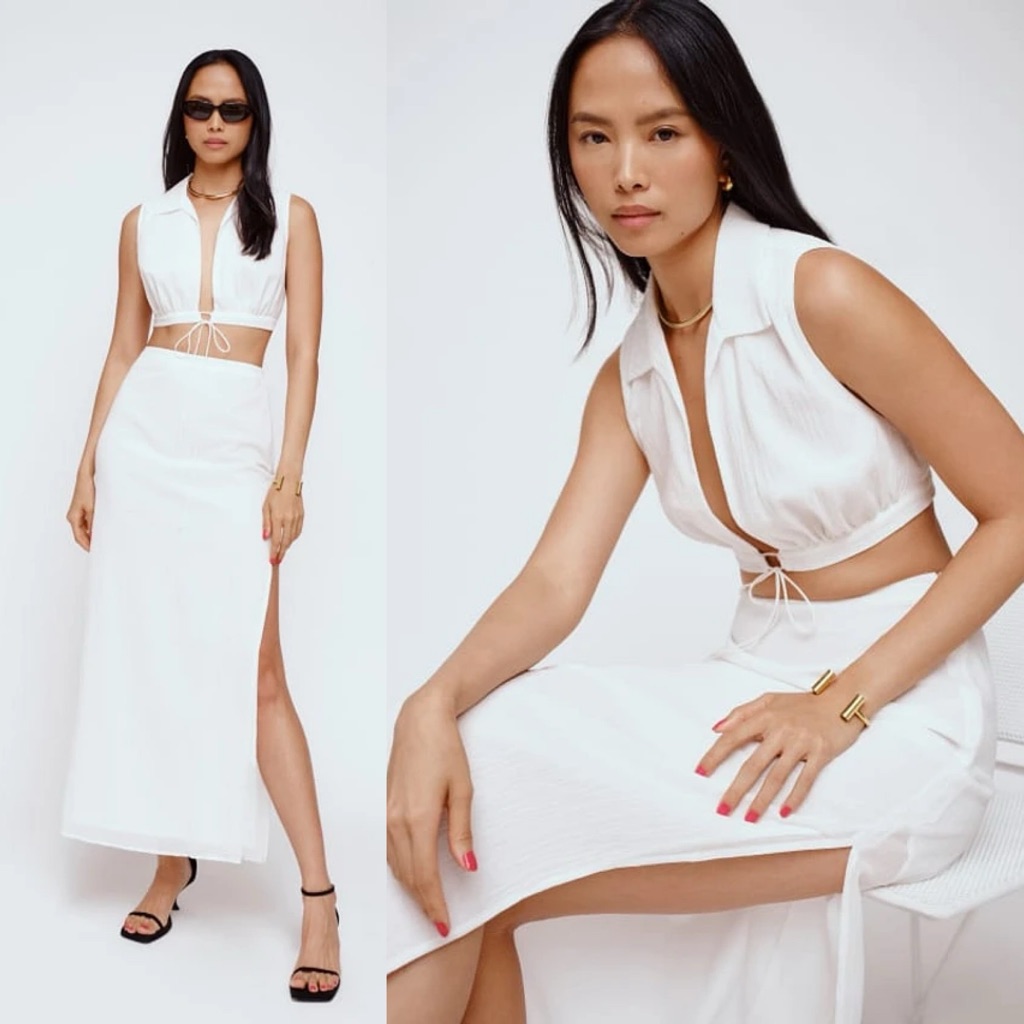 Nwt Reformation Sails Linen Two Piece Skirt Set